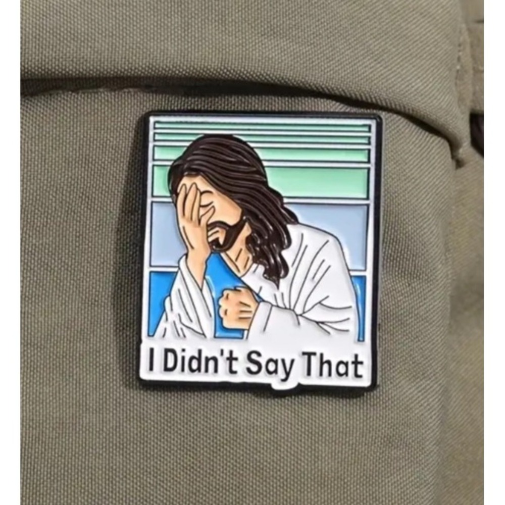 Jesus Facepalm I Didn't Say That Enamel Pin Funny Meme Religious Humor Lapel Pin